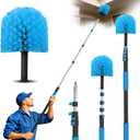 26FT Reach Cobweb Duster with Extension Pole - Spider Web Brush for Cleaning with 5-20FT 4-Section Flip-Lock Telescopic Pole, Effortlessly Cleans High Indoor & Outdoor Webs