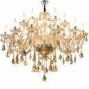 18 Lights Cognac K9 Crystal Chandelier, E12 Bulbs Crystal Ceiling Light Fixture, Luxury Crystal Lamp for Dining Room, Hotels, Living Room, Easy to Install (18-Light)