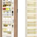 Mefirt Over The Door Organizer, 8 Shelf Door Hanging Organizers with 8 Large Capacity Pockets, Back of Door Organizer Storage Hanging Shelves for Closet Bathroom Bedroom Nursery (Beige)