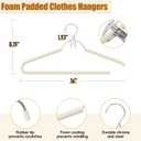 5 Pack Open Ended Pants Hangers with Non-Slip Foam Padding & V-Hook, 0.17” Heavy Duty Durable Metal, Durable Rust-Resistant & Space Saving Closet Organizer for Trouser, Coat, Camisoles, Beige