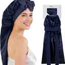 ZIMASILK 19 Momme Mulberry Silk Bonnet for Sleeping Women & Health Care, Double Layer Long Hair Wrap for Braids & Curls