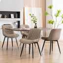 YOUNUOKE Dining Chairs Set of 2 Mid Century Modern Kitchen Chair Comfortable Upholstered Faux Leather Dinner Chairs for Kitchen Dining Room, Khaki, A-PU Leather