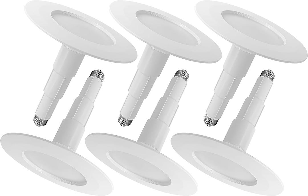 Soliseed 5/6 Inch Retrofit LED Recessed Lighting,12W=60W,5000K Daylight,800LM,Height Adjustable Retrofit Downlight ETL Damp Rated,Dimmable,Bevel Trim,Recessed Lights Easy Install,6-Pack