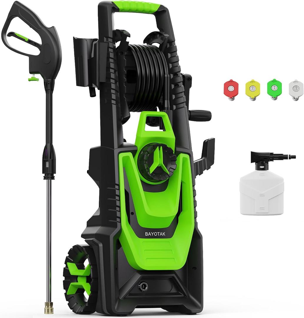 Electric Pressure Washer, 5000 PSI 3.2 GPM Power Washer with Foam Cannon, High Pressure Cleaning Machine with 35 FT Power Cord and 20 FT Hose, Hose Reel, 4 Connect Nozzles for Car/Patio/Fences (Blue)