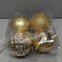 SHareconn 4ct 6 Inch Large Christmas Tree Balls Ornaments, Colored Shatterproof Plastic Decorative Baubles Decorations for Xmas Tree Decor Holiday Party Wedding Decoration (Gold, 150mm)