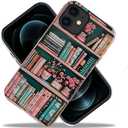 Case Compatible with iPhone 11,Fall Prevention Bright Hybrid 2-Layer Hard Shell Phone Case for Girls Boys,Floral Bookshelf Retro Pink