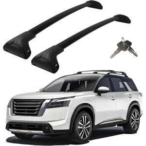 Roof Rack Cross Bars Compatible with Nissan Pathfinder 2022-2025, Adjustable Aluminum Heavy Duty 300 LBS Anti-Theft Lock Cargo Carrier Rooftop Crossbar Accessories for Bike, Basket, Snowboard, Luggage, (Black)