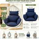 23.6 x 26.8 x 19.7 Inch Egg Chair Cushion Replacement, Thick Soft Hanging Swing Chair Cushion with Headrest Pillow for Patio Indoor Outdoor, Blue