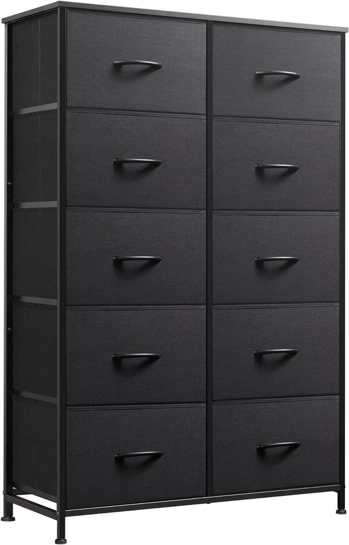 WLIVE Tall Dressers for Bedroom with 10 Drawers, Chest of Drawers, Dresser for Closet, Living Room, Hallway, Entryway, Black