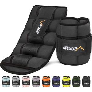 APEXUP 10lbs/Pair Adjustable Ankle Weights for Women and Men, Modularized Leg Weight Straps for Yoga, Walking, Running, Aerobics, Gym, Physical Therapy (Black)