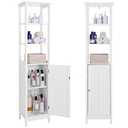 VASAGLE Storage Cabinet, Slim Linen Tower with Drawer and Door, for Living Room, Bathroom, Bedroom, 15.7 x 12.6 x 63 Inches, White UBBC63WT