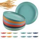 HEYCOME 12 Pcs Unbreakable Deep Dinner Plates Set, 10 inch Reusable Plastic Wheat Straw Plates, Microwave and Dishwasher Safe Plate for Kitchen, Lightweight Plate for Dessert, BPA Free, 6 Colors