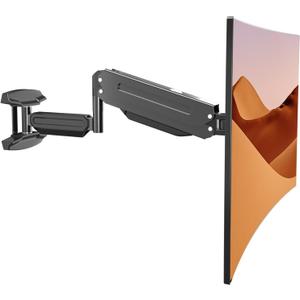 suptek Single Monitor Wall Mount for 13 to 32 Inch Screens, Gas Spring Monitor Arm Wall Mount Holds Up to 10KG/22lbs, Full Motion Adjustable,VESA Mount 75x75/100x100mm(WM18) (Black)
