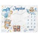 Honestchi Baby Milestone Blanket - Custom Monthly Blankets with Name for Boys and Girls - Customized Shower Gifts (HPPP01 Bear)