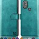 SUANPOT for MotorolaMoto G Power 2022 Wallet case RFID Blocking Credit Card Holder, Flip Folio Book PU Leather Phone case Shockproof Cover for Women Men Power2022 Blue Green