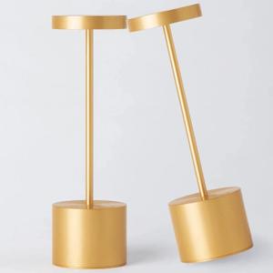 2Pack Cordless Table Lamp, Rechargeable LED Battery 5000mAh Metal USB Portable Powered Desk Lamp, 3 Levels Brightness Light for Restaurants Outdoor (2pack 10.25in Gold)