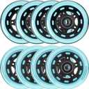 Inline Skate Wheels Outdoor & Indoor Inline Skate Replacement Wheels 85a Roller Hockey Wheels w/Bearings ABEC-9 & Floating Spacers, 64mm  Dia, 8-Pack (Blue)
