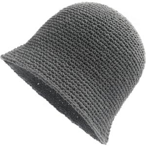 ZLYC Women Crochet Bucket Hat Handmade Cotton Knit Cloche Bowler Hat (Gray)
