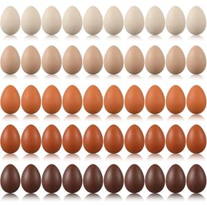 Beeveer 50 Pcs Plastic Easter Eggs Bulk for Easter Hunt 1.6 x 2.4 Inch Colorful Hanging Plastic Eggs for Basket Fillers Party Favor DIY Crafts Decoration(Brown Series)