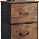 WLIVE Night Stand, Small Dresser with 2 Drawers & Wooden Top, Nightstand with Fabric Bins, Bedside Table End Table for Bedroom, Closet, Entryway, College Dorm, Rustic Brown (11.8"D x 15.7"W x 24.9"H)