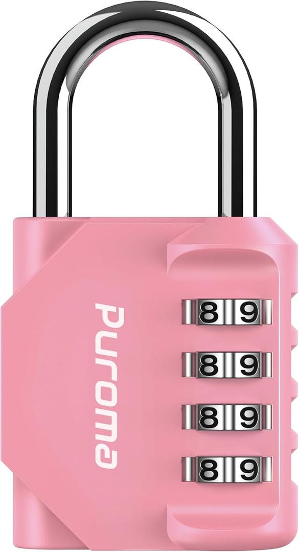 Puroma 1 Pack Combination Lock for Locker 4 Digit Outdoor Waterproof Padlock for School, Gym, Sports, Fence, Toolbox, Gate, Case, Outdoor, Hasp Storage (Rose Pink)
