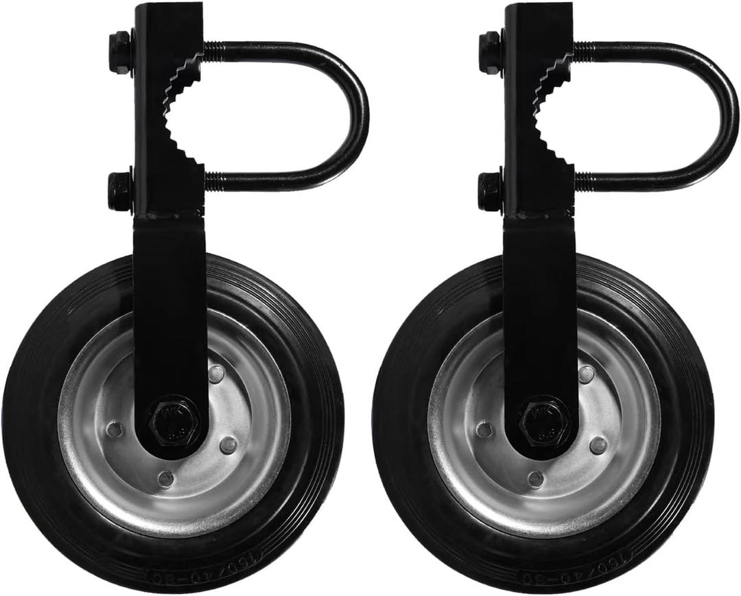 Gate Wheels for Metal Tube Gate with 1-5/8" Thru 2-1/8" Gate Frames, Gate Support Wheel for Chain Link Gate Wheel, Prevent Gate from Dragging, Black (Pack of 2)
