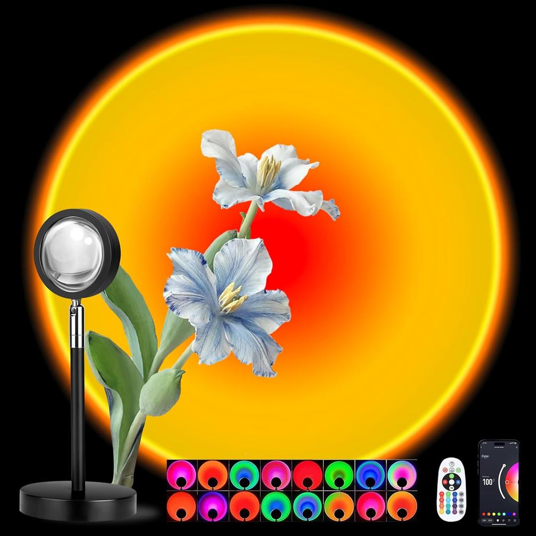 Spacenight Sunset Lamp Projector MultiColor MultiMode, Dimmable, Timing, Music Rhythm, Sunset Background Wonderful Visual Impact, USB Plug and Play (Remote & APP)