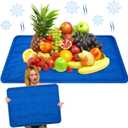 2 Pcs Reusable Freezable Ice Mat for Buffet Table Chilled Serving Tray Party 19.69 x 15.75 Inches Charcuterie Cooler Cooling Trays for Food, Cheese(Pure Blue)