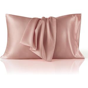 Bedsure Satin Pillowcase for Hair and Skin Queen, Similar to Silk Pillow Cases, Pillow Cases Set of 2 with Envelope Closure, College Dorm Room Decor,Rose Cloud, 20x30 Inches, 2pcs