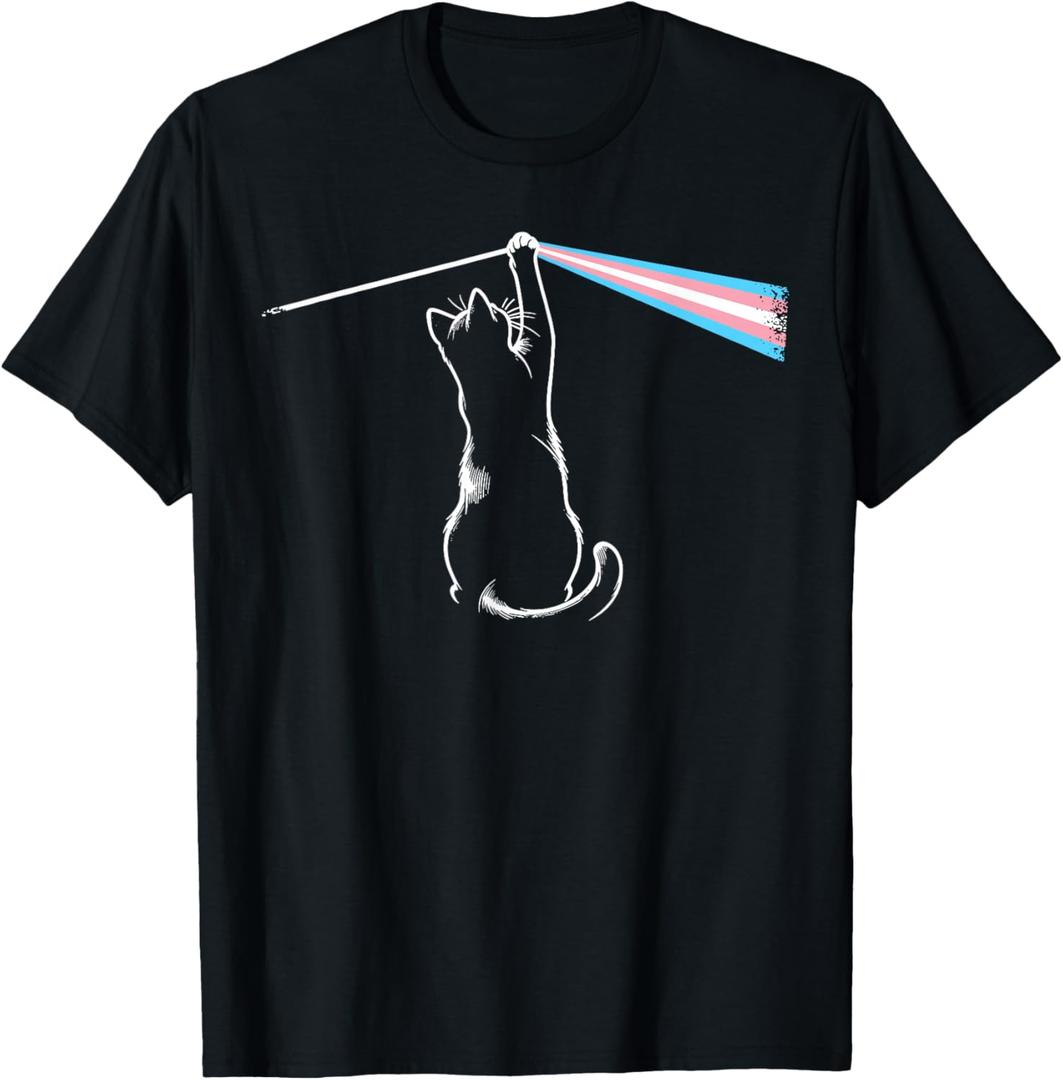 Cat Rock Music Trans Pride LGBT Transgender Cat Lover Gift T-Shirt (S, Black)