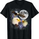 Three Bald Eagle Moon Meme Funny American Bird Eagles Lover T-Shirt (X-Large, Black)