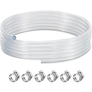 15FT Beer Hose Keg Line Tubing, 3/16 ID Beer Keg Line Beverage Tubing with Hose Clamps, Kegerator Draft Beer Dispensing Hose for Homebrew