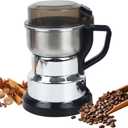 Electric Coffee Grinders150-300w Silver Spice Grinder, One-Button Operation to Grinder Coffee Beans, Spices, Dry Herbs, Nuts, etc.1 Plastic Brush and 1 Plastic Spoon Included