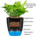 7Pack Self-Watering Plant Flower Pot Wall Hanging Plastic Planters Size 7 inch with 7 Hooks Replacement for Plants Flowers Indoor Outdoors