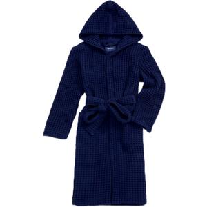 Luxury Organic Japanese Cotton Hotel & Spa Waffle Bathrobe for Men and Women (Hooded/Kimono) (Small-Medium, Hooded / Ocean Blue)