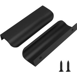 goldenwarm 25 Pack Kitchen Cabinet Handles 3-3/4 Inch Black Finger Pulls for Cabinets Edge Pulls Black Kitchen Hardware for Dresser Drawers,Aluminum Alloy (Hole Center:96mm(3.75in))