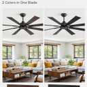 ZMISHIBO 62 Inch Ceiling Fan No Light with Remote Control, 8 Blades Quiet DC Reversible Motor, 6-Speed, Timer, Black Finish, Indoor Outdoor Ceiling Fans for Patios, Living Room, Garage