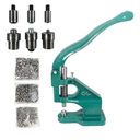 QWORK - Hand Press Heavy Duty Eyelet Grommet Machine Punch Tool Kit with 3 Dies and 1500 Pcs Silver Grommets