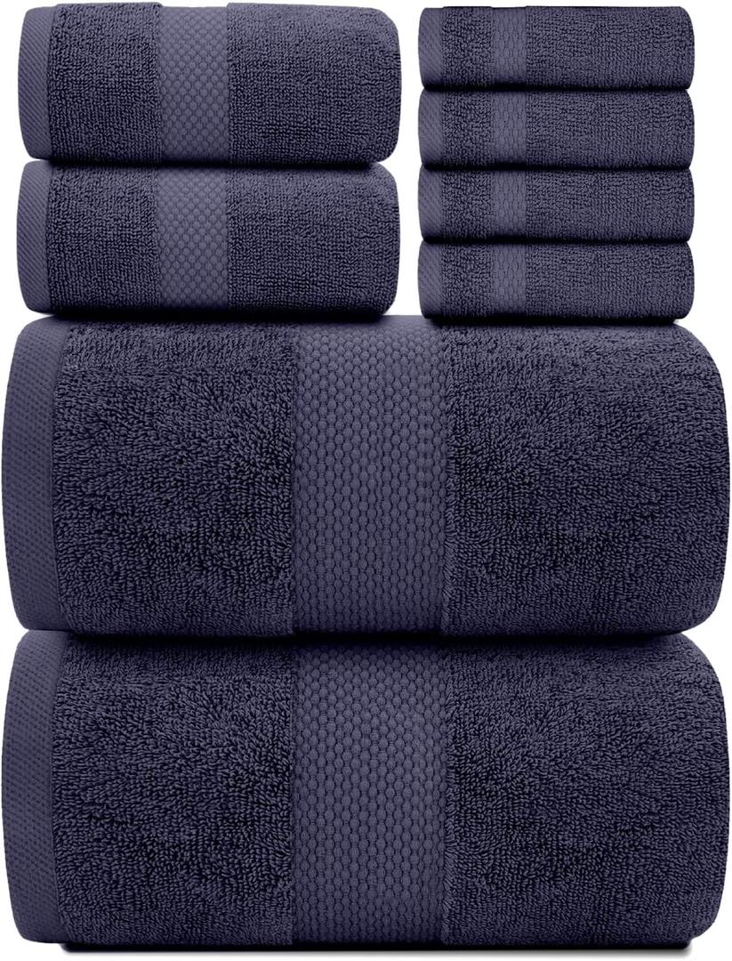 White Classic Luxury Bath Towel Set of 8 Pieces - 100% Turkish Cotton Highly Absorbent Towels for Bathroom, 2 Luxury Bath Towels 700GSM, 2 Hand Towels, 4 Washcloths, Navy White Classic Luxury Bath Towel Set of 8 Pieces - 100% Turkish Cotton Highly Absorbent Towels for Bathroom, 2 Luxury Bath Towels 700GSM, 2 Hand Towels, 4 Washcloths, Navy