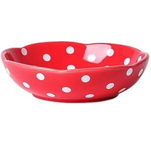 XJYYLX Basic Mushroom Cat Bowl, Cute Cat Bowls Whisker Friendly, Dishes Ceramic Cat Food Bowls, 6" Wide for Adult Cats, Small Dog, Red