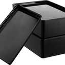 2 Pack Storage Bins with Lids, 10 x 6.9 Inch Multipurpose Stackable Plastic Containers for Home and Office Organization, Small Storage Bins, Black