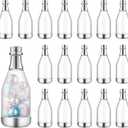 Cunhill 18 Pcs Mini Champagne Bottles Container Bulk Plastic Small Champagne Candy Bottles DIY Favor Mini Candy Jars Wedding Favors for Wedding Bridal Baby Shower Birthday (Clear and Silver)