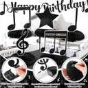 Music Party Decorations Black Musical Note Happy Birthday Bunting Banner Notes Tablecloth and 5Pcs Table Honeycomb Centerpieces Decor for Girls Kids Adults Music Themed Birthday Wedding Party Supplies