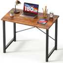 DUMOS 31 Inch Small Computer Desk for Home Office, Modern Study Writing Gaming Work Table Simple Style for Bedroom with X-Shaped ReInchforcement, Rustic Brown