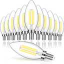 MAXvolador E12 LED Candelabra Bulb 40W Equivalent, 500LM Chandelier Light Bulb, Daylight White 5000K, B11 Filament Clear Glass Candle Base Light Non-Dimmable, 12 Pack