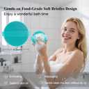 4 x Silicone Body Scrubber Brush - Gentle Exfoliating and Lather Well - Fast-Drying, Hygienic, BPA-Free Silicone Body Exfoliator for Sensitive Skin, Men & Women (Round, Blue)