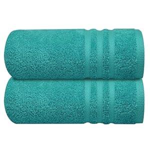 Infinitee Xclusives 2 Pack Premium Turkish Bath Towels Set, 100% Cotton (27 x 54 Inches) Lightweight and Highly Absorbent, Quick Drying Large Bath Towels, Perfect for Hotel, Spa and Bathroom (Teal)