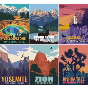 6 Pack National Park Diamond Painting Kits for Adults,5D Landscape Diamond Art Kits for Adults Beginners,DIY Mountain Full Round Drill Diamond Dots Gem Art Kits for Home Wall Decor 11.8x15.7 Inch (G0005)