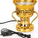 Electric Incense Burner, Arabian Style Electric Incense Holder, Middle Eastern Tabletop Decorative Censer for Yoga Spa Home Office Christian Church Decor, US Plug (Gold)