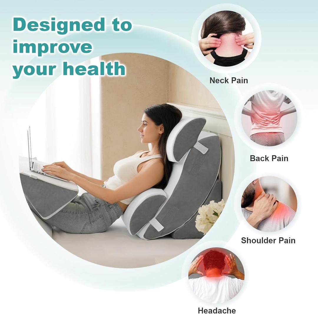 Sleep Doctor Approved Cervical Neck Pillow for Sleeping, Ergonomic Contour Side Sleeper Pillows for Adults, Cooling Orthopedic Pillow for Pain Relief Support, Memory Foam Pillows Back Stomach Sleepers (Standard, Dark Gray), Pack of 2 